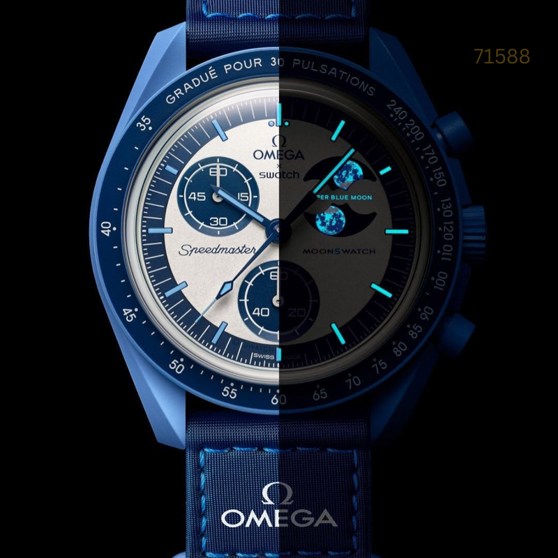 TW-101256A-2025 Iconic Moonwatch Blue & Grey EarthPhase Watch.