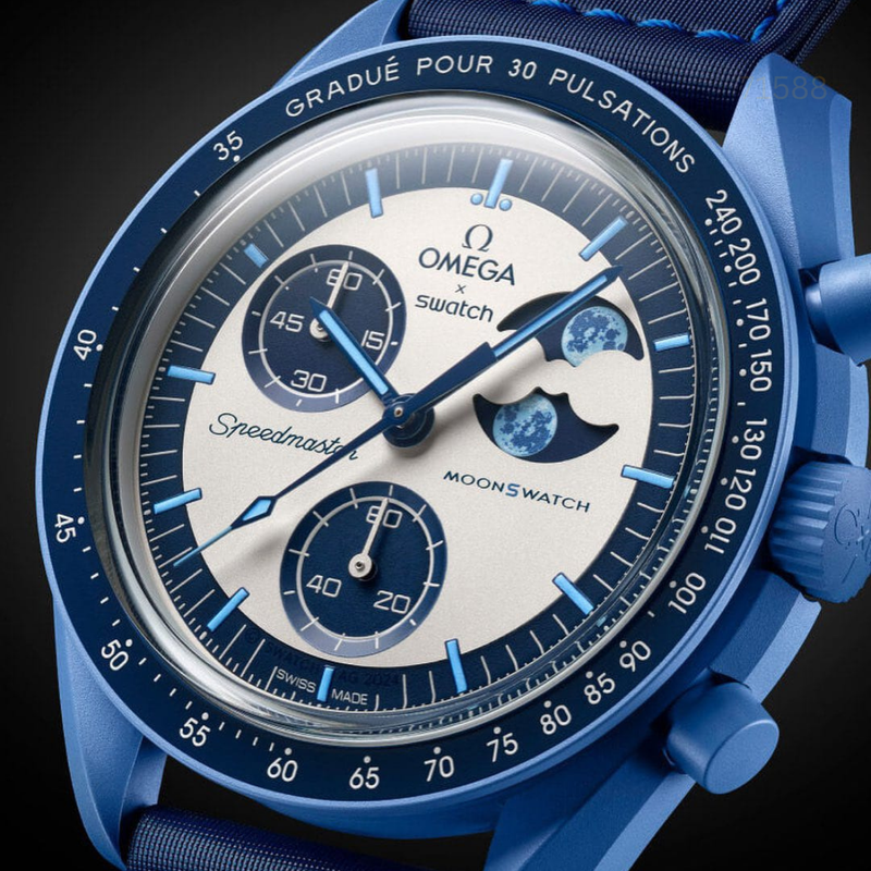 TW-101256A-2025 Iconic Moonwatch Blue & Grey EarthPhase Watch.