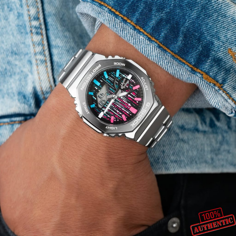 MW-11020256D Premium Silver/Golden &amp; Black Color Series Watch.