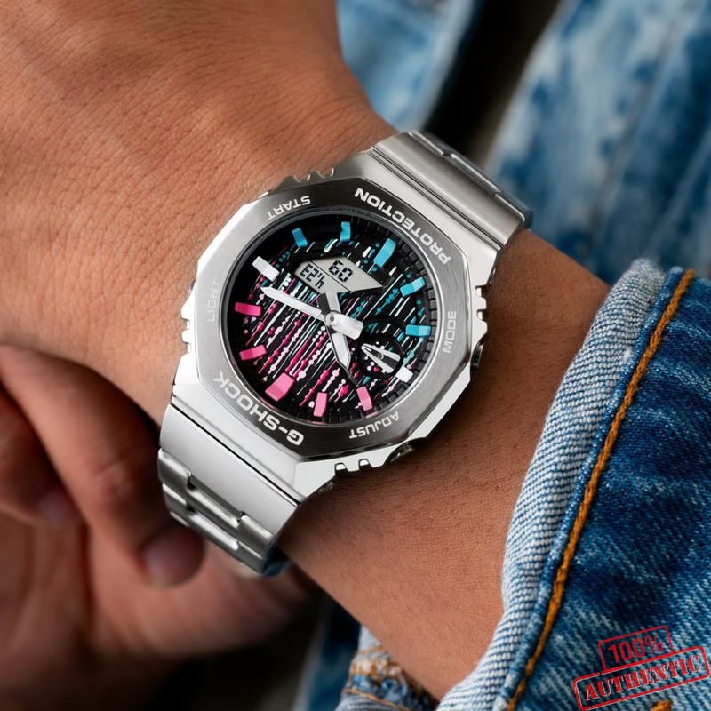 MW-11020256D Premium Silver/Golden &amp; Black Color Series Watch.